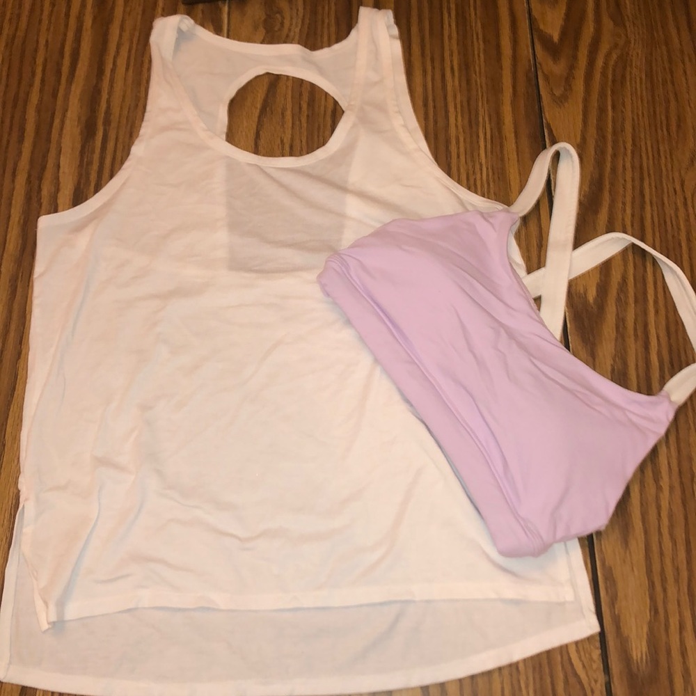 Athleta Open Back Tank Top/Removable Sports Bra